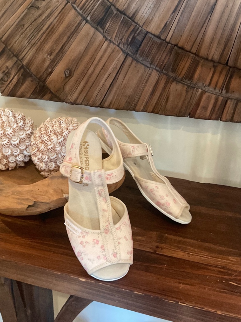 LoveShackFancy x Superga 1200 Rosetta  Floral  Fabric Pattern Sandals, Size 39